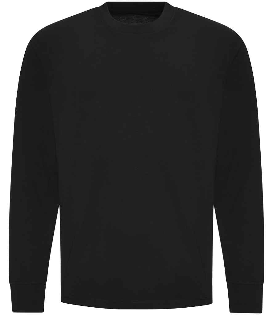 AWDis Unisex Oversize 100 Long Sleeve T-Shirt | Deep Black