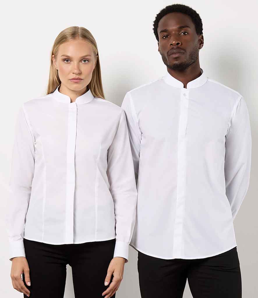 Kustom Kit Long Sleeve Tailored Mandarin Collar Shirt