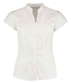 Kustom Kit Ladies Cap Sleeve V Neck Tailored Continental Blouse