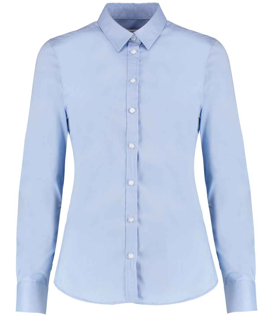 Kustom Kit Ladies Long Sleeve Tailored Stretch Oxford Shirt with Classic Fit