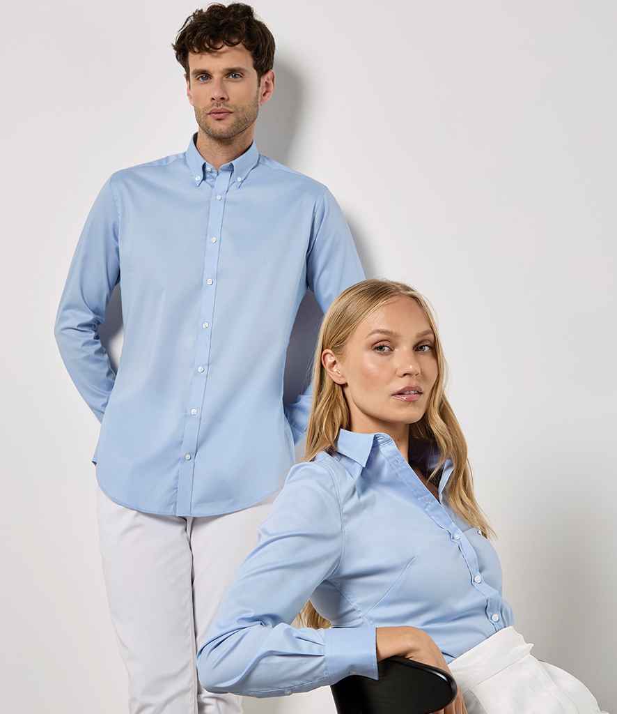 Kustom Kit Ladies Long Sleeve Tailored Stretch Oxford Shirt with Classic Fit