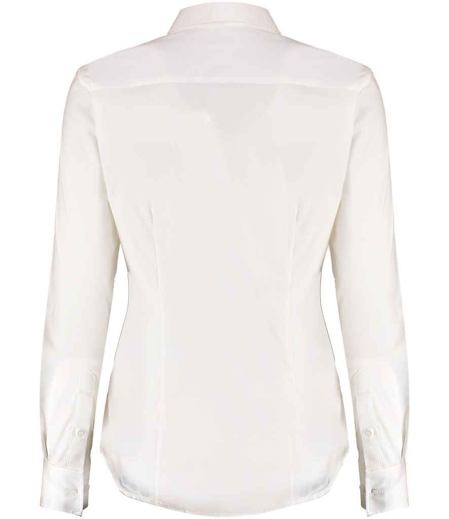 Kustom Kit Ladies Long Sleeve Tailored Stretch Oxford Shirt with Classic Fit