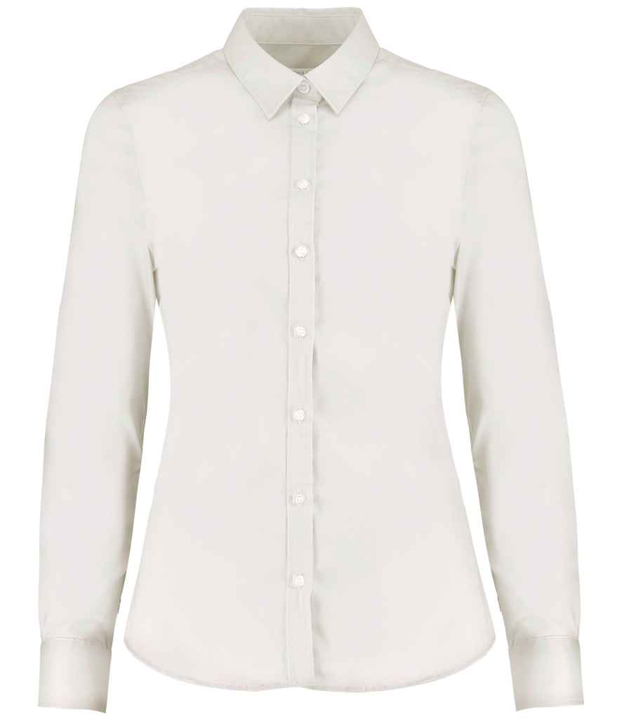 Kustom Kit Ladies Long Sleeve Tailored Stretch Oxford Shirt with Classic Fit