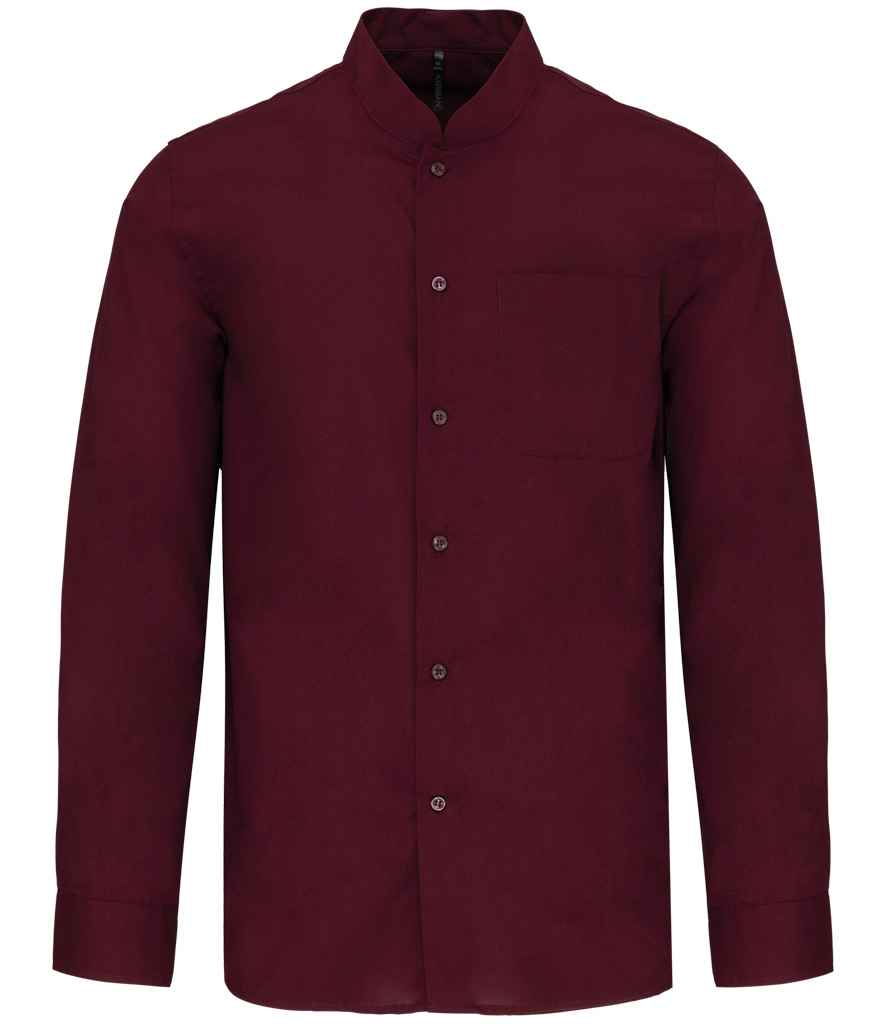 Kariban Long Sleeve Mandarin Collar Shirt with Classic Tailored Fit for Men and Women