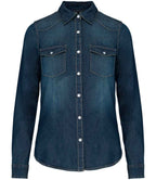 Kariban Ladies Long Sleeve Denim Shirt | Blue Jean