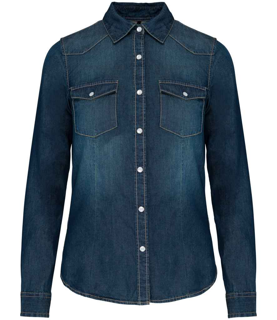 Kariban Ladies Long Sleeve Denim Shirt | Blue Jean