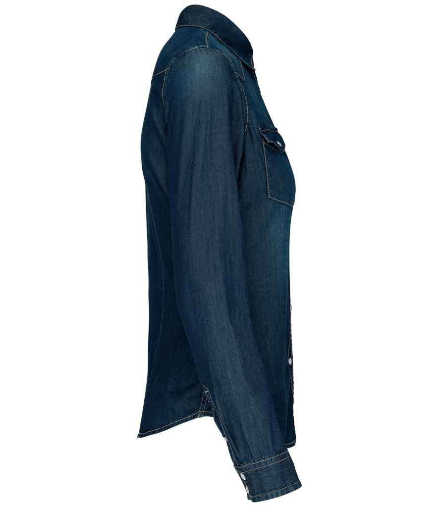 Kariban Ladies Long Sleeve Denim Shirt | Blue Jean