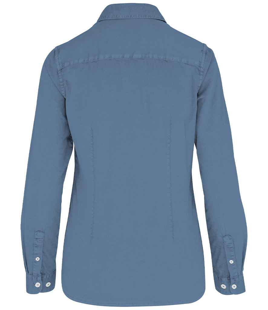 Native Spirit Ladies Washed Long Sleeve Shirt with Classic Washed Finish and Comfortable Fit