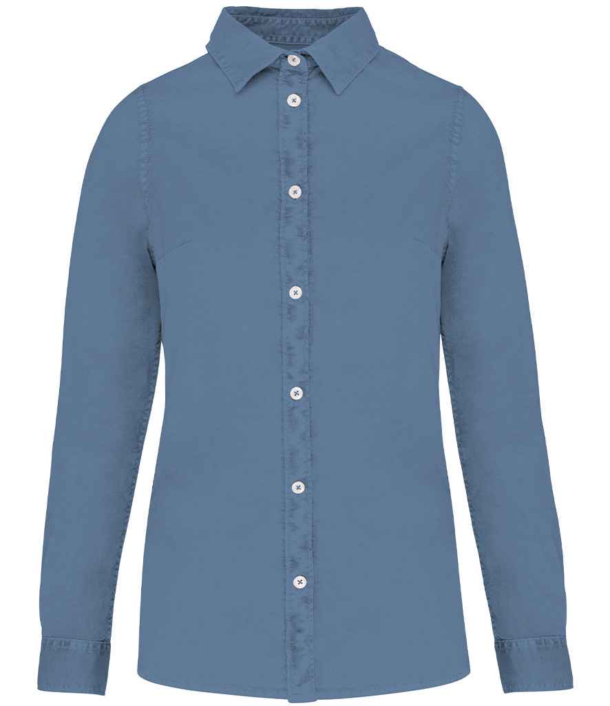 Native Spirit Ladies Washed Long Sleeve Shirt with Classic Washed Finish and Comfortable Fit