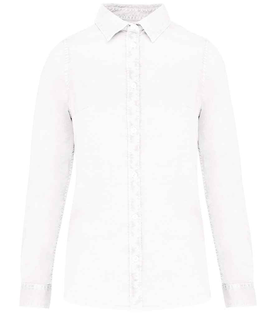 Native Spirit Ladies Washed Long Sleeve Shirt with Classic Washed Finish and Comfortable Fit