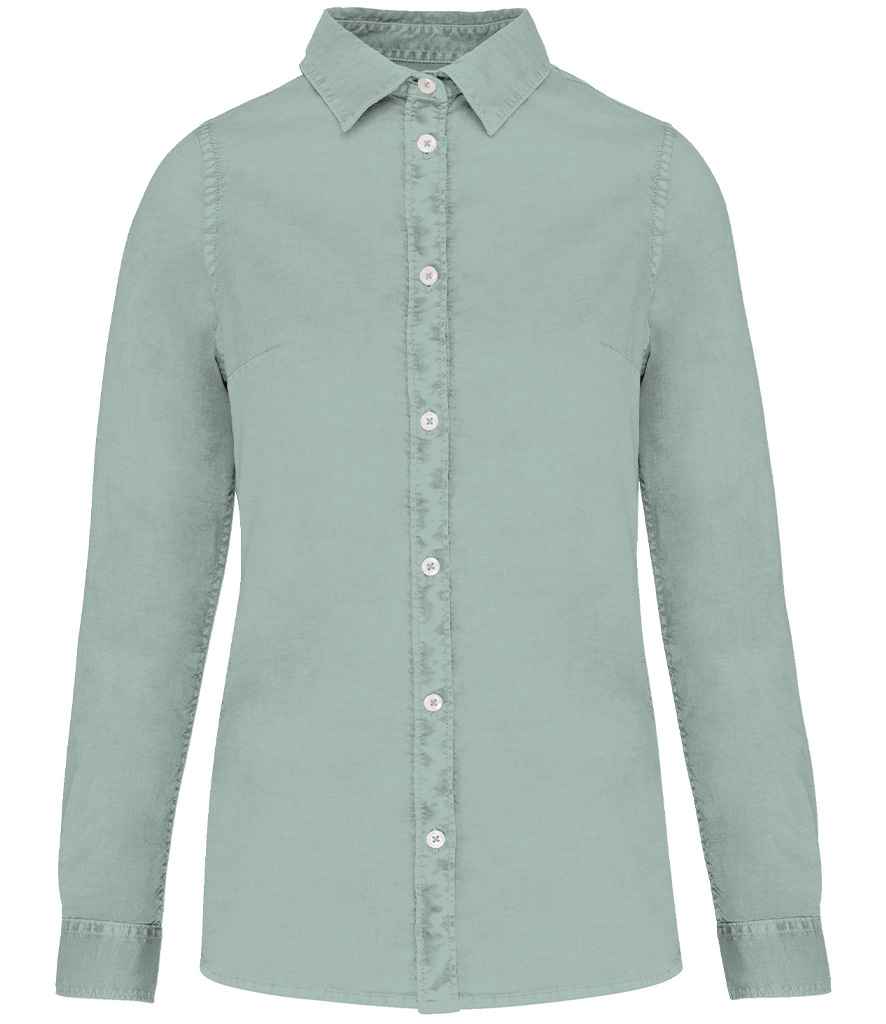 Native Spirit Ladies Washed Long Sleeve Shirt with Classic Washed Finish and Comfortable Fit