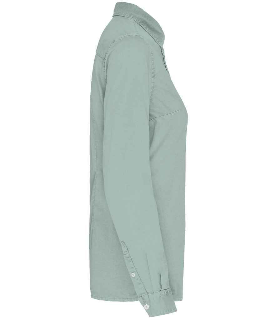 Native Spirit Ladies Washed Long Sleeve Shirt with Classic Washed Finish and Comfortable Fit