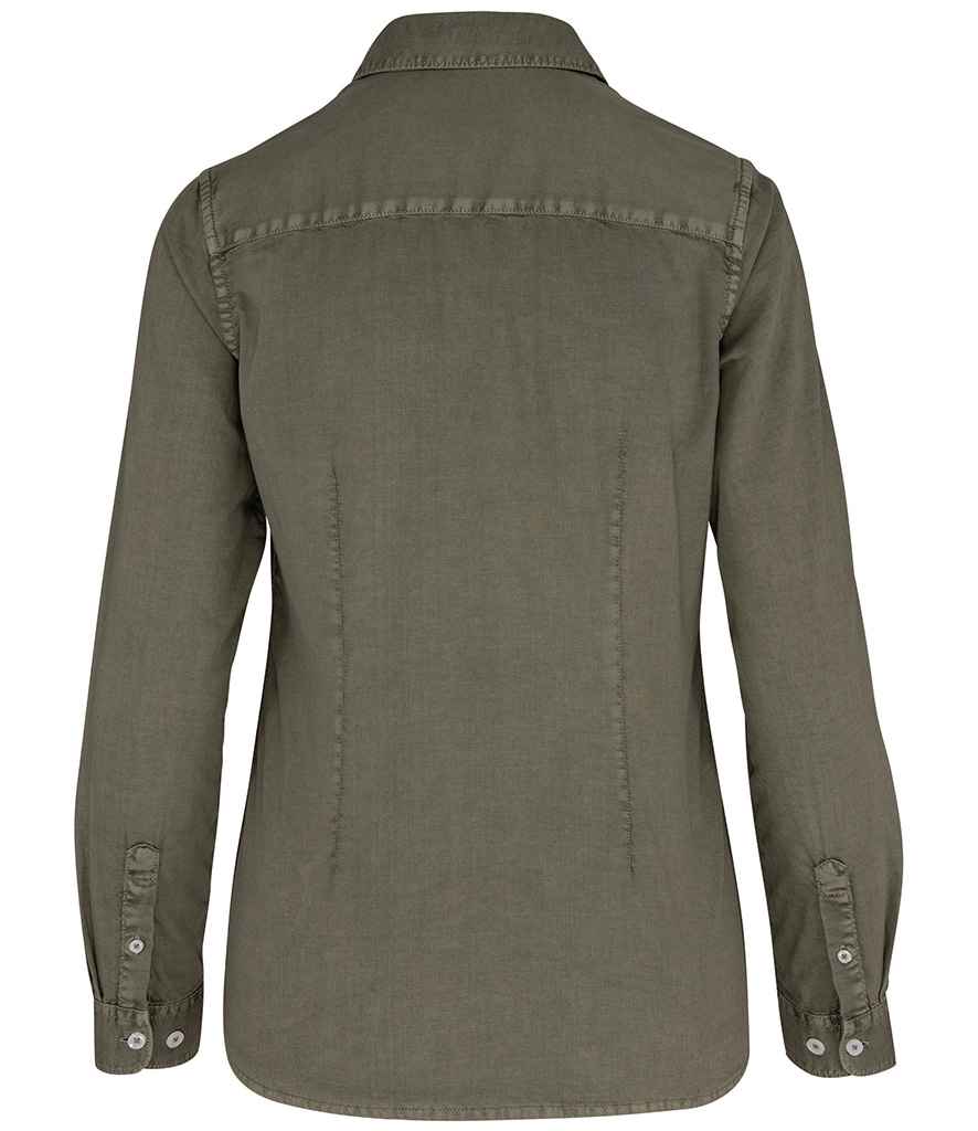 Native Spirit Ladies Washed Long Sleeve Shirt with Classic Washed Finish and Comfortable Fit