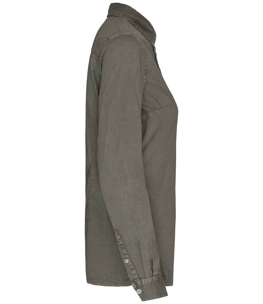 Native Spirit Ladies Washed Long Sleeve Shirt with Classic Washed Finish and Comfortable Fit