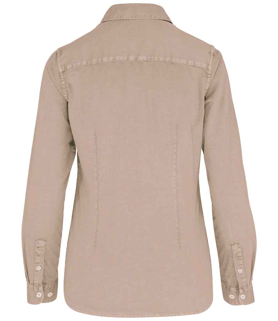 Native Spirit Ladies Washed Long Sleeve Shirt with Classic Washed Finish and Comfortable Fit