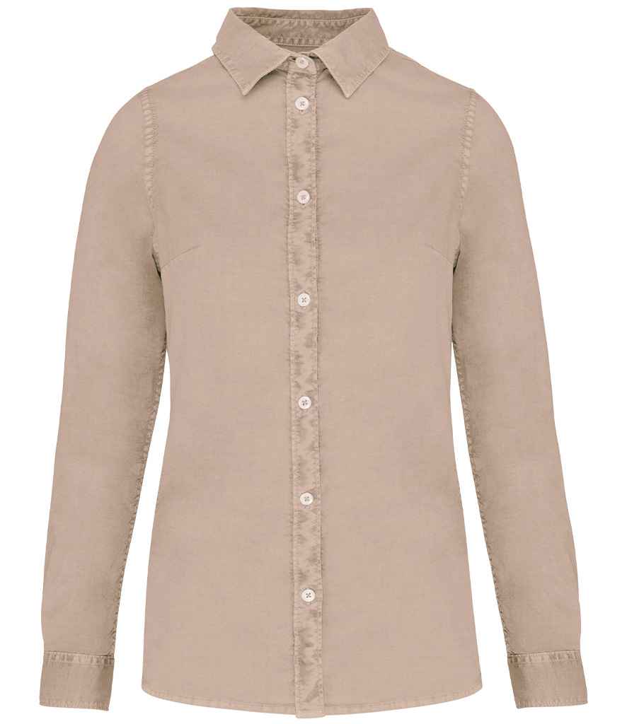 Native Spirit Ladies Washed Long Sleeve Shirt with Classic Washed Finish and Comfortable Fit