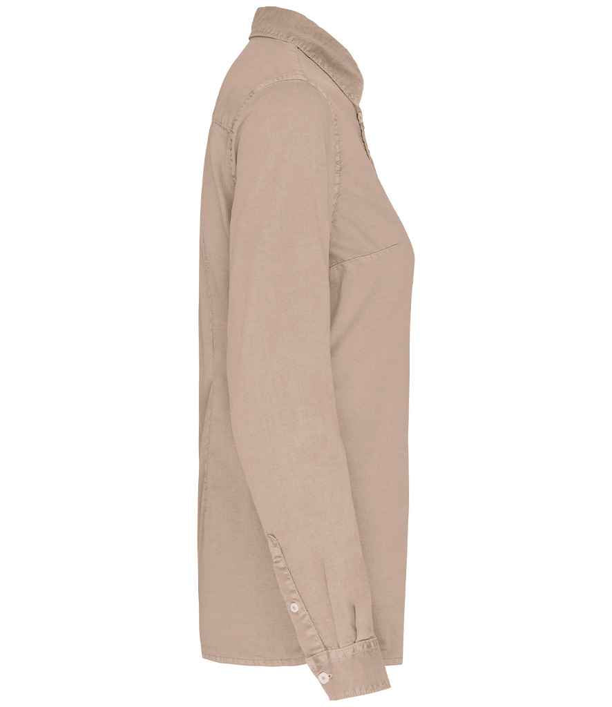 Native Spirit Ladies Washed Long Sleeve Shirt with Classic Washed Finish and Comfortable Fit