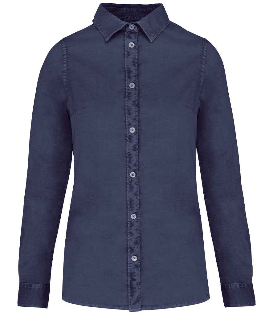 Native Spirit Ladies Washed Long Sleeve Shirt with Classic Washed Finish and Comfortable Fit