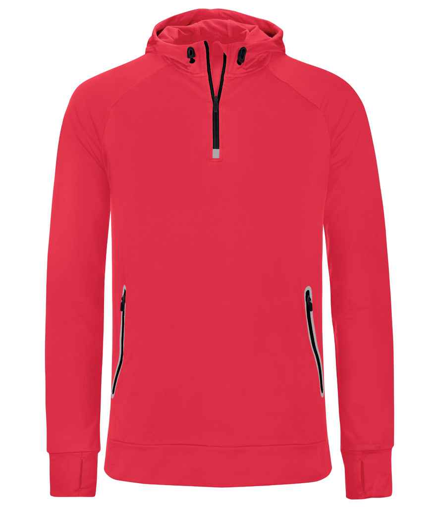 Proact Zip Neck Hooded Sweatshirt | Red