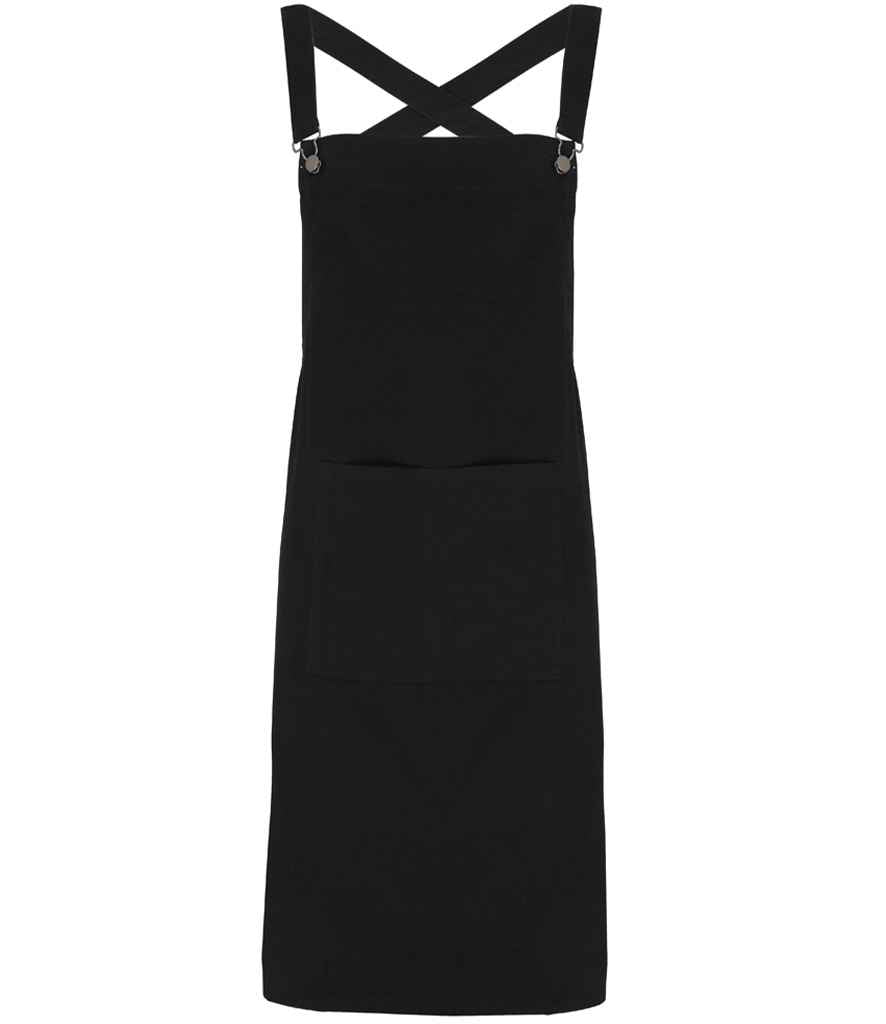 Premier Cross Back Barista Bib Apron in Durable Denim and Fabric Options for Professional Use