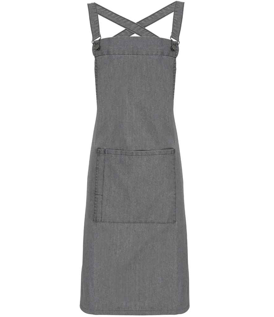 Premier Cross Back Barista Bib Apron in Durable Denim and Fabric Options for Professional Use
