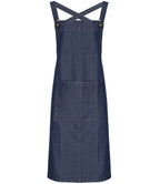 Premier Cross Back Barista Bib Apron in Durable Denim and Fabric Options for Professional Use