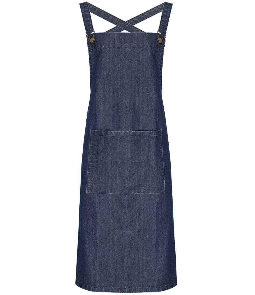 Premier Cross Back Barista Bib Apron in Durable Denim and Fabric Options for Professional Use