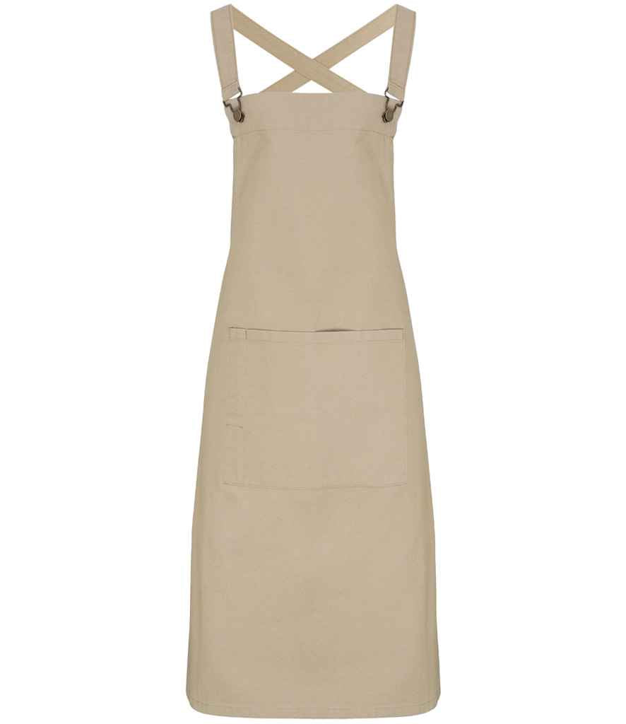 Premier Cross Back Barista Bib Apron in Durable Denim and Fabric Options for Professional Use