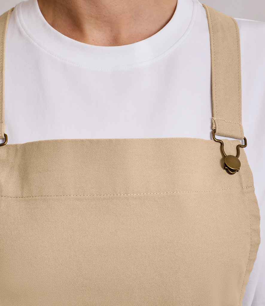 Premier Cross Back Barista Bib Apron in Durable Denim and Fabric Options for Professional Use