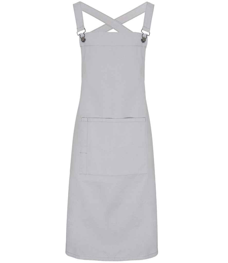 Premier Cross Back Barista Bib Apron in Durable Denim and Fabric Options for Professional Use