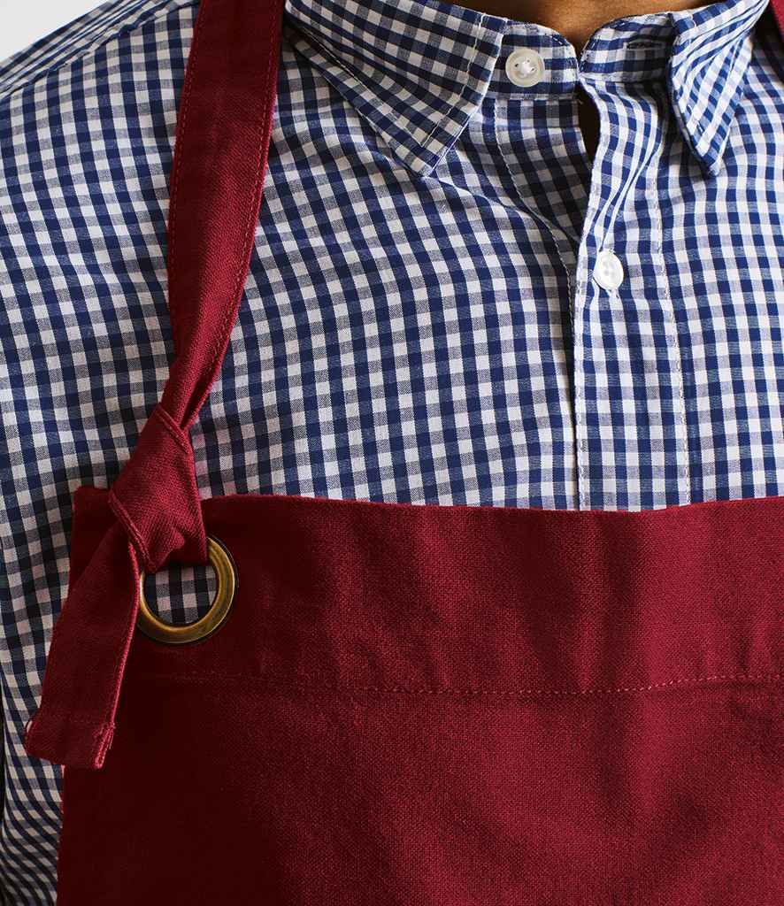Premier Calibre Bib Apron with Adjustable Neck Strap and Front Pockets for Professional Use