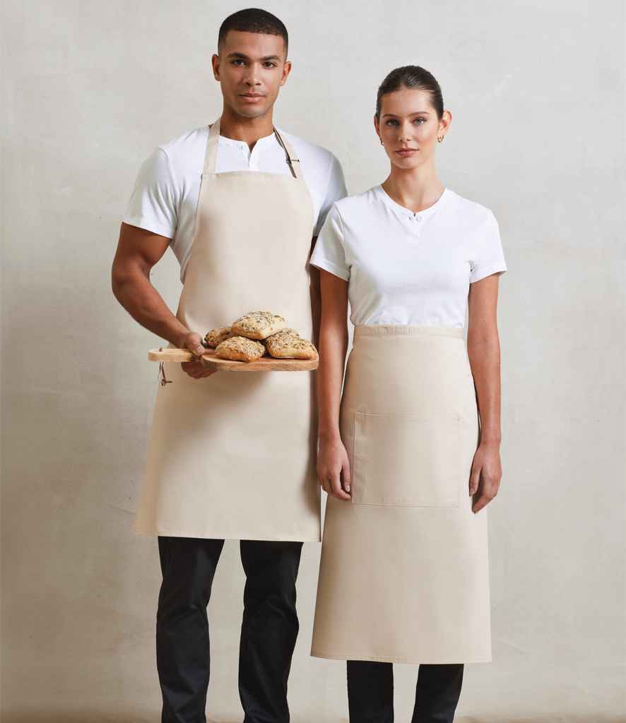 Premier 'Colours' Bib Apron with Pocket in Durable Denim and Classic Fabric Options