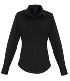 Premier Ladies Long Sleeve Stretch Fit Poplin Shirt – Classic Tailored Fit for Elegant Comfort