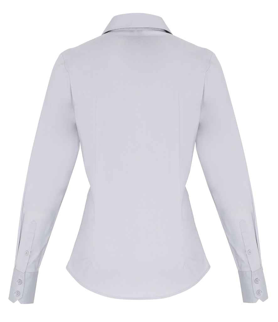 Premier Ladies Long Sleeve Stretch Fit Poplin Shirt – Classic Tailored Fit for Elegant Comfort