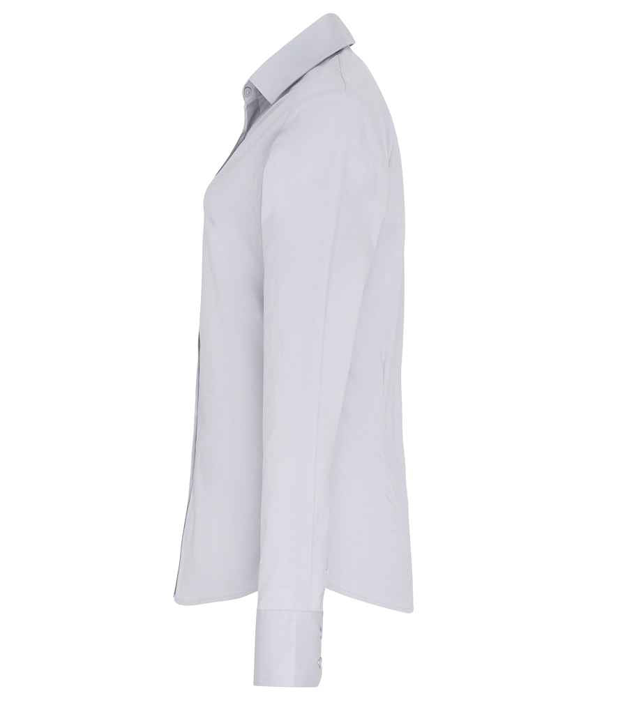 Premier Ladies Long Sleeve Stretch Fit Poplin Shirt – Classic Tailored Fit for Elegant Comfort