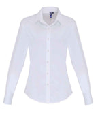 Premier Ladies Long Sleeve Stretch Fit Poplin Shirt – Classic Tailored Fit for Elegant Comfort