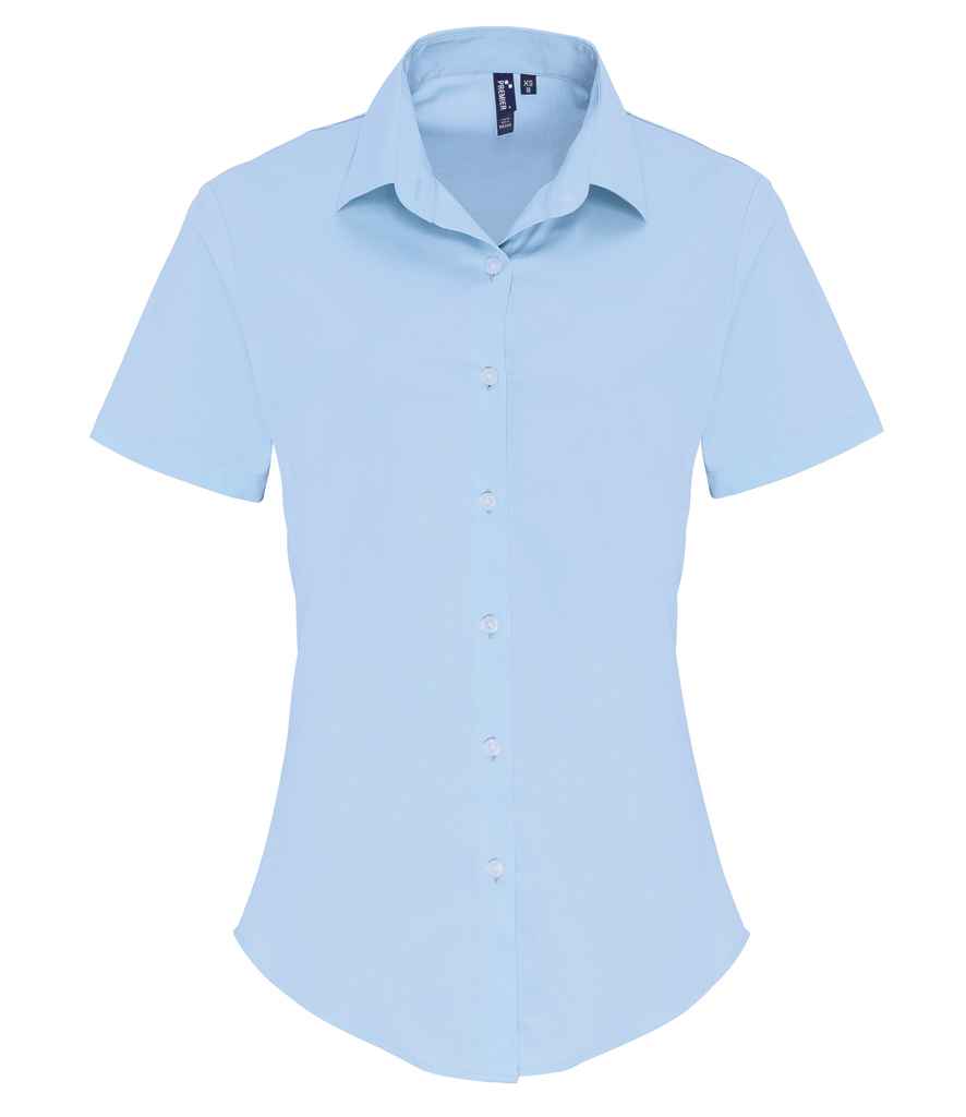 Premier Ladies Short Sleeve Stretch Fit Poplin Shirt – Classic Comfortable Fit