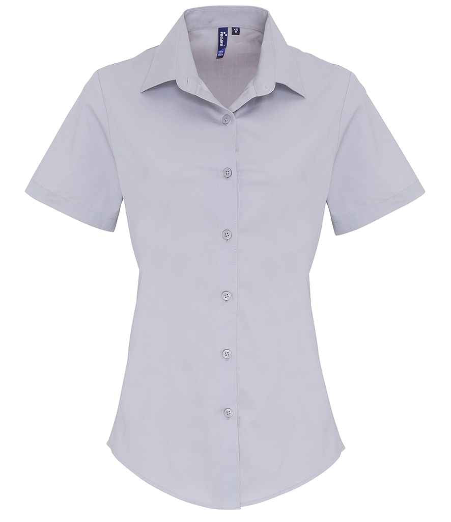 Premier Ladies Short Sleeve Stretch Fit Poplin Shirt – Classic Comfortable Fit