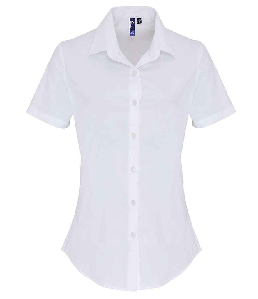 Premier Ladies Short Sleeve Stretch Fit Poplin Shirt – Classic Comfortable Fit