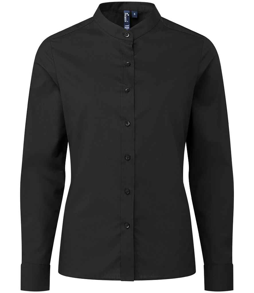 Premier Ladies Banded Collar Grandad Shirt with Banded Collar for Stylish Comfort