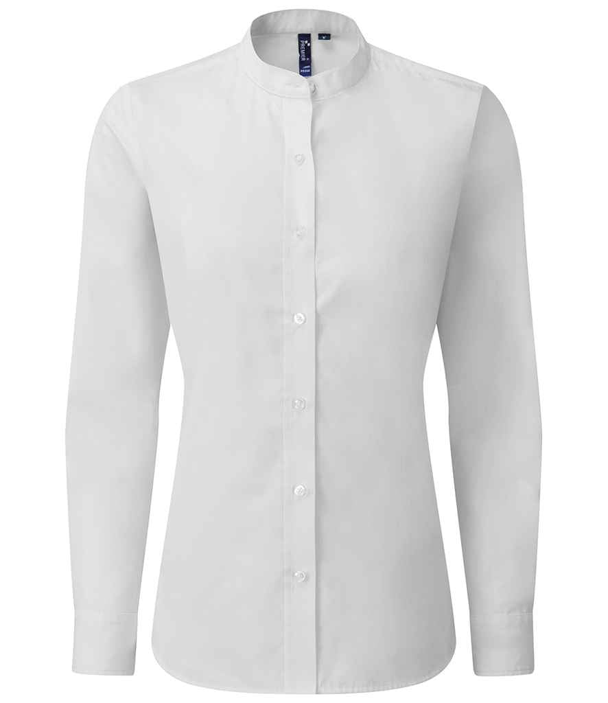 Premier Ladies Banded Collar Grandad Shirt with Banded Collar for Stylish Comfort