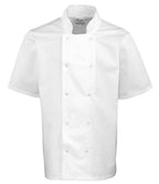 Premier Unisex Short Sleeve Stud Front Chef's Jacket with Durable, Professional Design