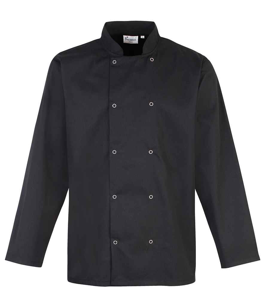 Premier Unisex Long Sleeve Stud Front Chef's Jacket with Durable, Professional Design