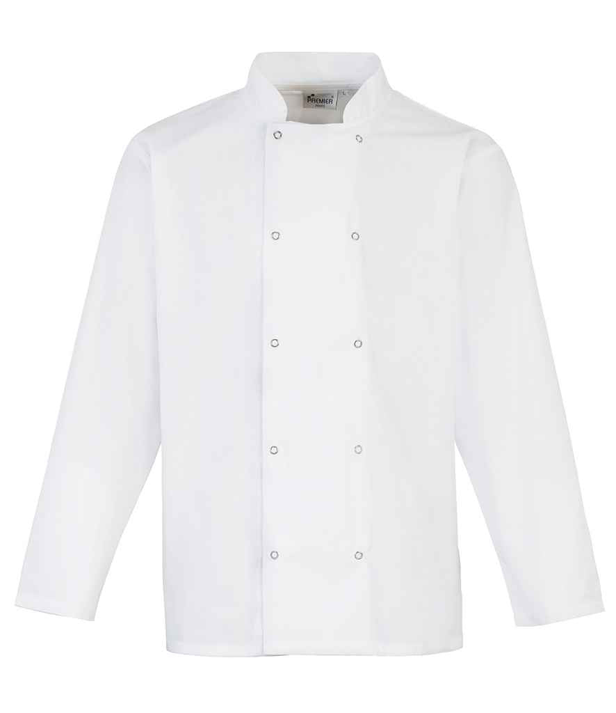 Premier Unisex Long Sleeve Stud Front Chef's Jacket with Durable, Professional Design