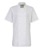 Premier Ladies Short Sleeve Chef's Jacket | White