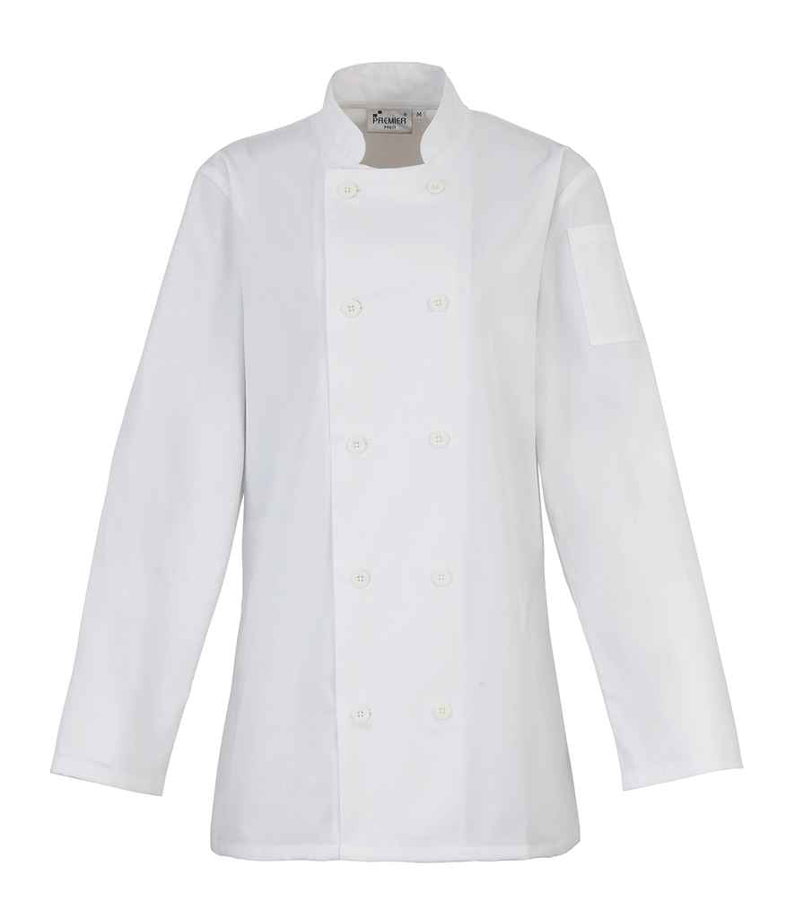 Premier Ladies Long Sleeve Chef's Jacket | White