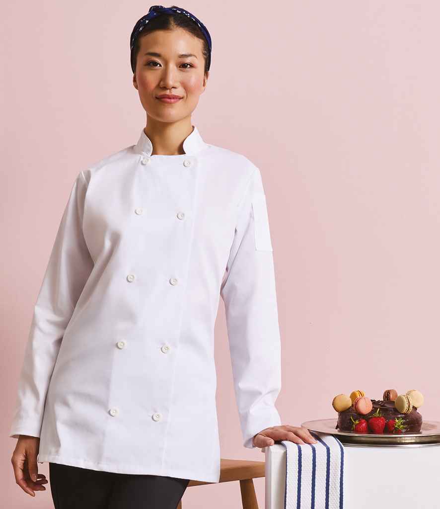 Premier Ladies Long Sleeve Chef's Jacket | White
