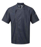 Premier Short Sleeve Zipped Chef's Jacket with Modern Fit and Durable Fabric