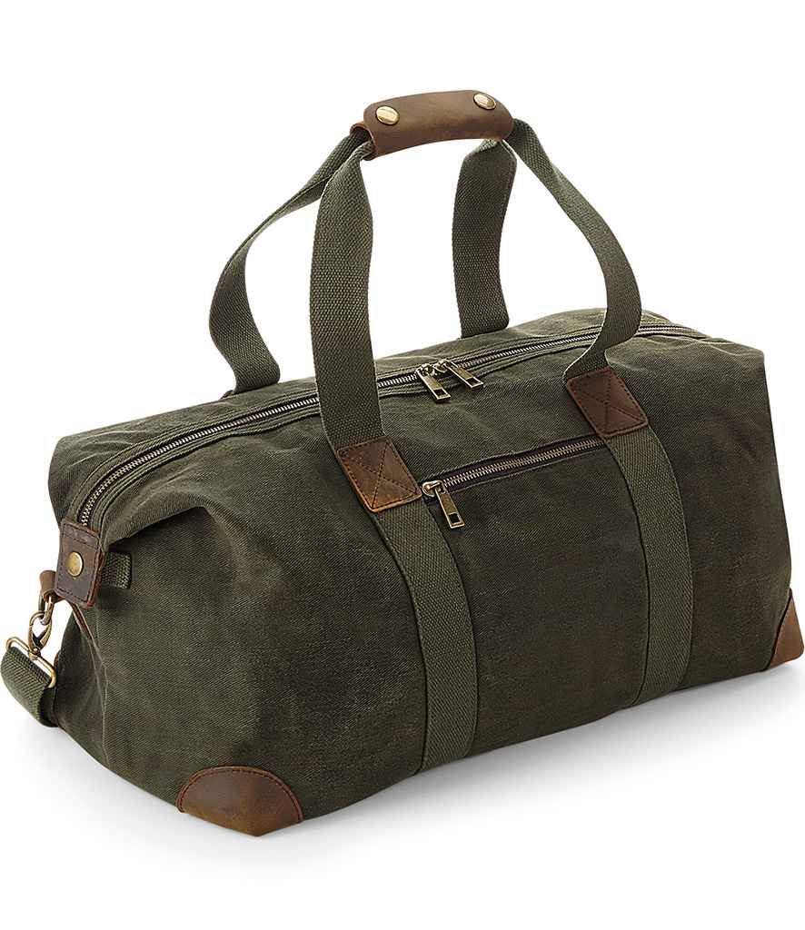 Quadra Heritage Waxed Canvas Holdall | Olive Green