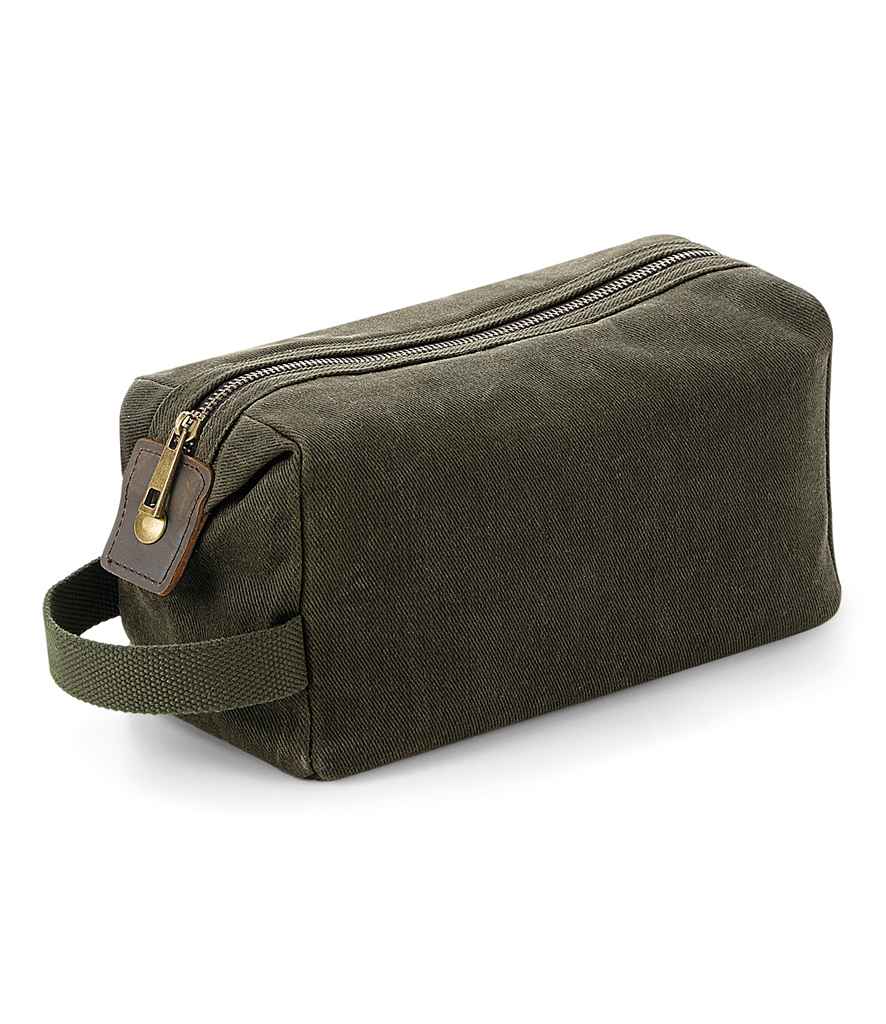 Quadra Heritage Waxed Canvas Wash Bag | Olive Green